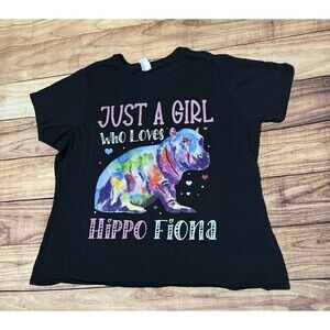 Fiona The Hippo Shirt Just A Girl Who Loves Tie Dye Women’s 3XL XXXL Black Rare